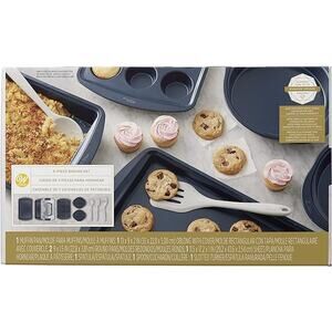 NEW Wilton Non-Stick Diamond-Infused Navy Blue Baking Set with Utensils(9-Piece)